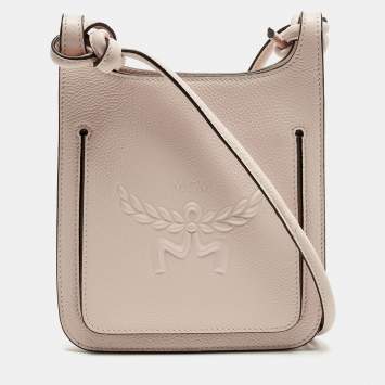 Pre Owned MCM HImmel Mini Peach Leather Crossbody Bag