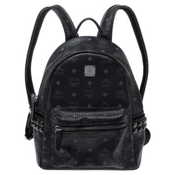 Pre Owned MCM Black Visetos Coated Canvas Bebe Boo Backpack