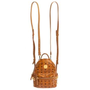Pre Owned MCM Brown Visetos Coated Canvas X-Mini Bebe Boo Backpack