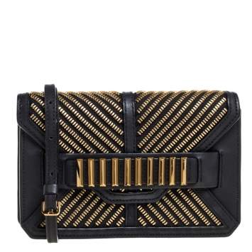 Pre Owned MCM Black Leather Mischa Zipper Flap Crossbody Bag