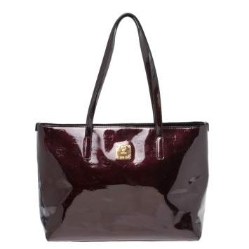 Pre Owned MCM Burgundy Patent Leather Shopper Tote