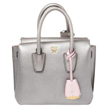 Pre Owned MCM Silver Leather Mini Milla Tote