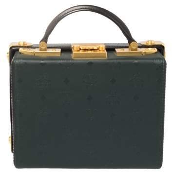 Pre Owned MCM Dark Green/Black Visetos Coated Canvas and Leather Berlin Series Box Bag