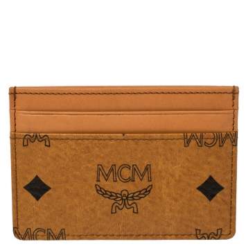 Pre Owned MCM Brown Leather Klassik Monogram Print Cardholder