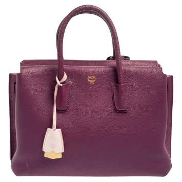 Pre Owned MCM Purple Leather Medium Milla Tote