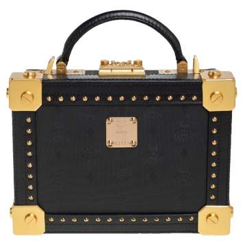 Pre Owned MCM Black Visetos Coated Canvas and Leather Berlin Box Bag