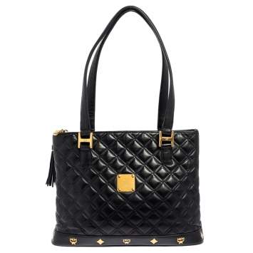 Pre Owned MCM Black Quilted Leather Shoulder Bag