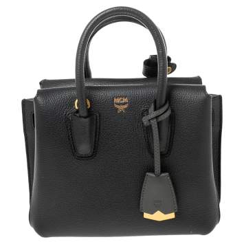 Pre Owned MCM Dark Grey Leather Mini Milla Tote