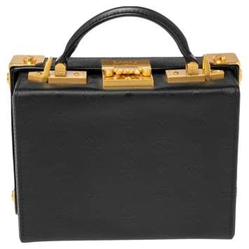Pre Owned MCM Black Visetos Coated Canvas and Leather Berlin Box Bag