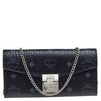 Pre Owned MCM Black Leather Wallet On Chain