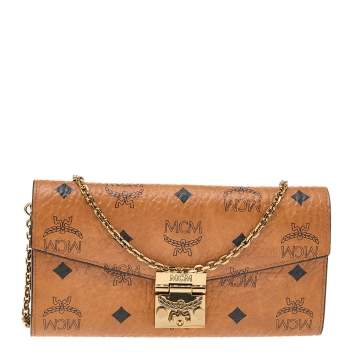 Pre Owned MCM Brown Visetos Canvas Patricia WOC Wallet