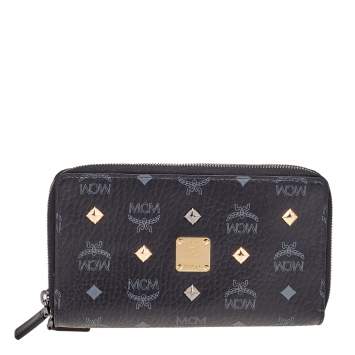 Pre Owned MCM Black Visetos Coated Canvas Organiser Wallet