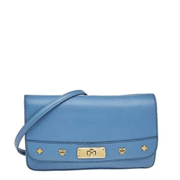 Pre Owned MCM Blue Leather Shoulder Bag