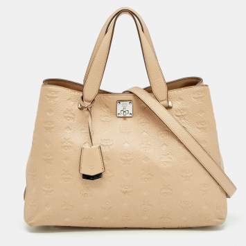 Pre Owned MCM Beige Monogram Leather Tote
