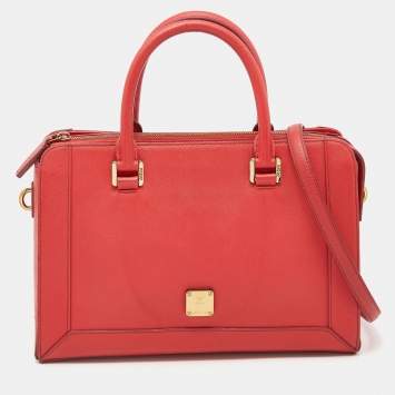 Pre Owned MCM Coral Leather Large Nuovo Tote