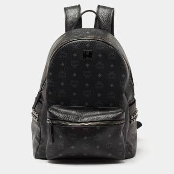 Pre Owned MCM Black Visetos Coated Canvas and Leather Large Stark Backpack