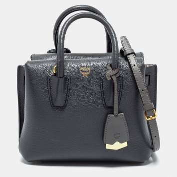 Pre Owned MCM Grey Leather Mini Milla Park Avenue Tote