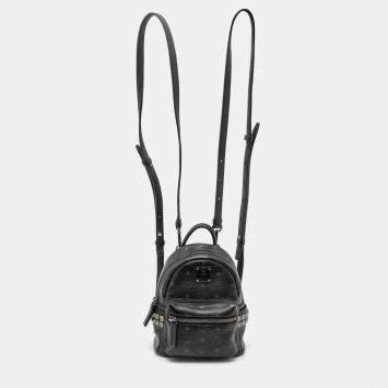Pre Owned MCM Black Visetos Coated Canvas And Leather X-Mini Stark Bebe Boo Backpack