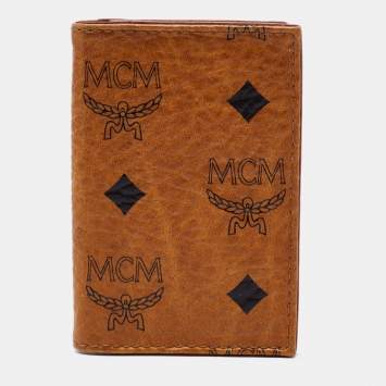 Pre Owned MCM Cognac Visetos Coated Canvas Bifold Card Holder