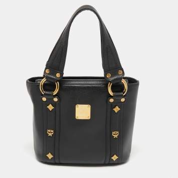 Pre Owned MCM Black Leather Flap Tote
