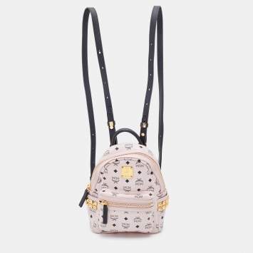 Pre Owned MCM Pink/Black Visetos Leather Mini Stark Side Studs Backpack
