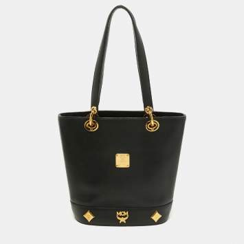 Pre Owned MCM Black Leather Bucket Tote
