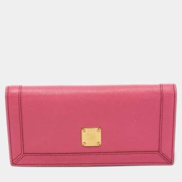 Pre Owned MCM Pink Leather Bifold Long Wallet