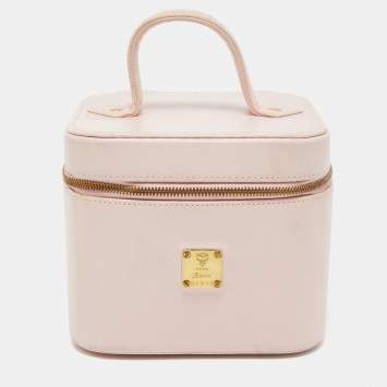 Pre Owned MCM Light Pink Leather Vanity Case Bag 