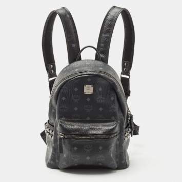 Pre Owned MCM Black Visetos Coated Canvas Small Stark Backpack