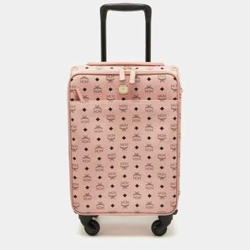 Pre Owned MCM Pink Visetos Coated Canvas Traveler Cabin Luggage 