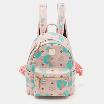 Pre Owned MCM Multicolor Leopard Print Visetos Coated Canvas and Leather Stark Backpack