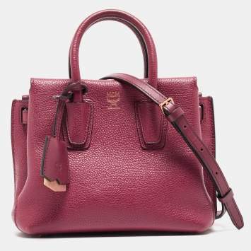 Pre Owned MCM Dark Red Leather Mini Milla Tote