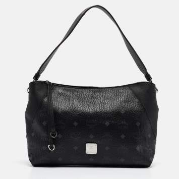 Pre Owned MCM Black Visetos Coated Canvas and Leather Klara Bag
