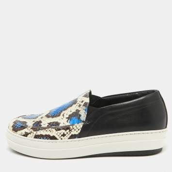 Pre Owned McQ by Alexander McQueen Tricolor Python Leather Slip On Sneakers Size 41