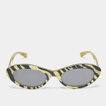 Pre Owned McQ by Alexander McQueen Yellow/Black MQ0190S Frame Cat Eye Sunglasses