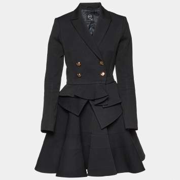 Pre Owned McQ by Alexander McQueen Ribbed Wool Blend Blazer & Skirt Set S