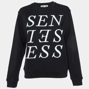 Pre Owned McQ by Alexander McQueen Black Embroidered Cotton Sweatshirt M