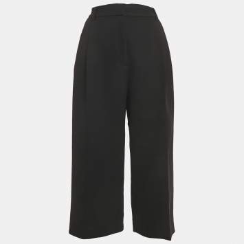McQ by Alexander McQueen Black Crepe Pleated Culottes M