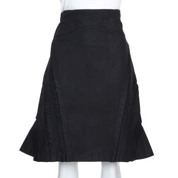Pre Owned McQ by Alexander McQueen Black Cotton Structured A Line Skirt M
