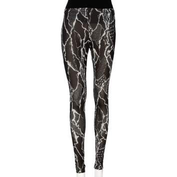 Pre Owned McQ by Alexander McQueen Monochrome Printed Jersey Leggings S