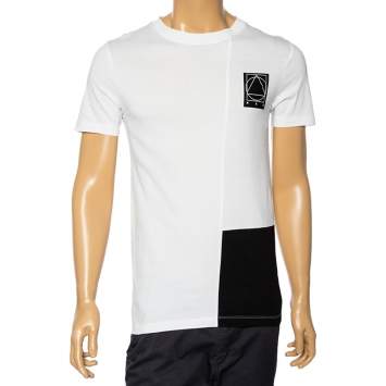 Pre Owned McQ by Alexander McQueen White Cotton Logo Patch Detailed Crewneck T-Shirt S