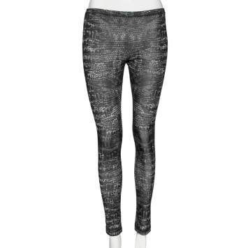 Pre Owned McQ by Alexander McQueen Green Synthetic Printed Leggings S
