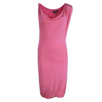 Pre Owned McQ By Alexander McQueen Pink Knit Draped Sleeveless Dress XS