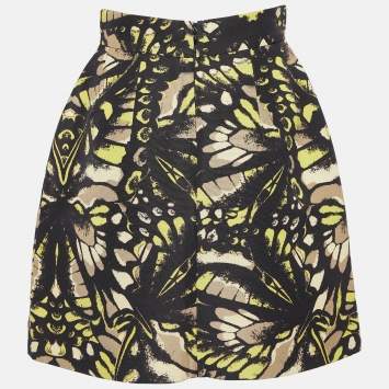 Pre Owned McQ by Alexander McQueen Black Printed Textured Cotton Mini Skirt S