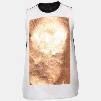 Pre Owned McQ by Alexander McQueen White Sequined Sleeveless Top S