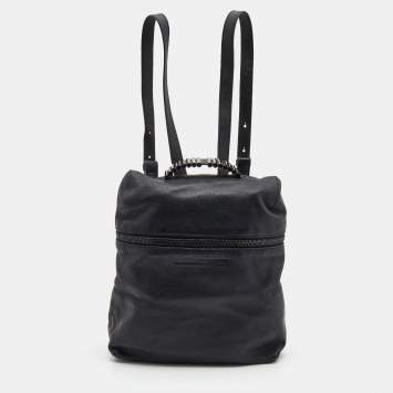 Pre Owned McQ by Alexander McQueen Black Leather Metal Detail Backpack