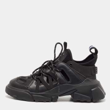 McQ by Alexander McQueen Black Leather and Mesh Lace Up Sneakers Size 40