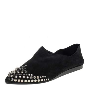 Pre Owned McQ by Alexander McQueen Black Suede Liberty Folding Flats Size 38