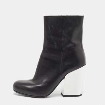 Pre Owned McQ by Alexander McQueen Black Leather Geffrye Ankle Boots Size 39