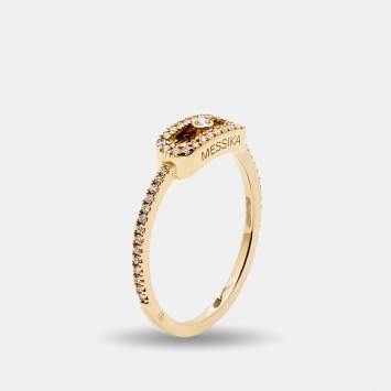 Pre Owned Messika Move Uno Pavé Diamond 18k Yellow Gold Ring Size 50